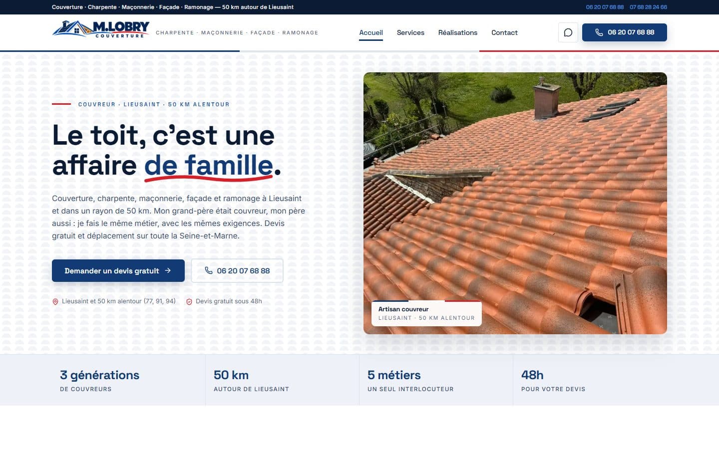 Page d'accueil du site M. Lobry Couverture