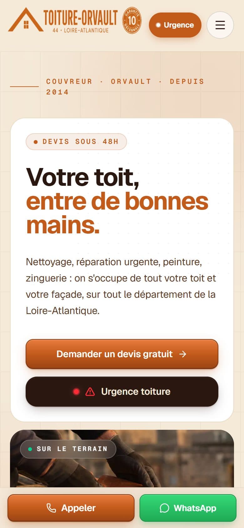 Version mobile du site Toiture Orvault